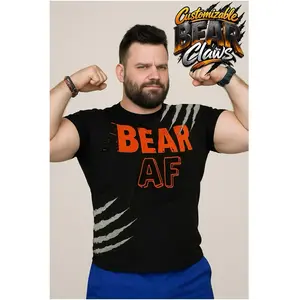 (no cuts) BEAR AF with BEAR Claws – T-shirt Bella + Canvas Ultra-Soft Casual Tee Menswear Unisex Top Cotton Man T-shirt