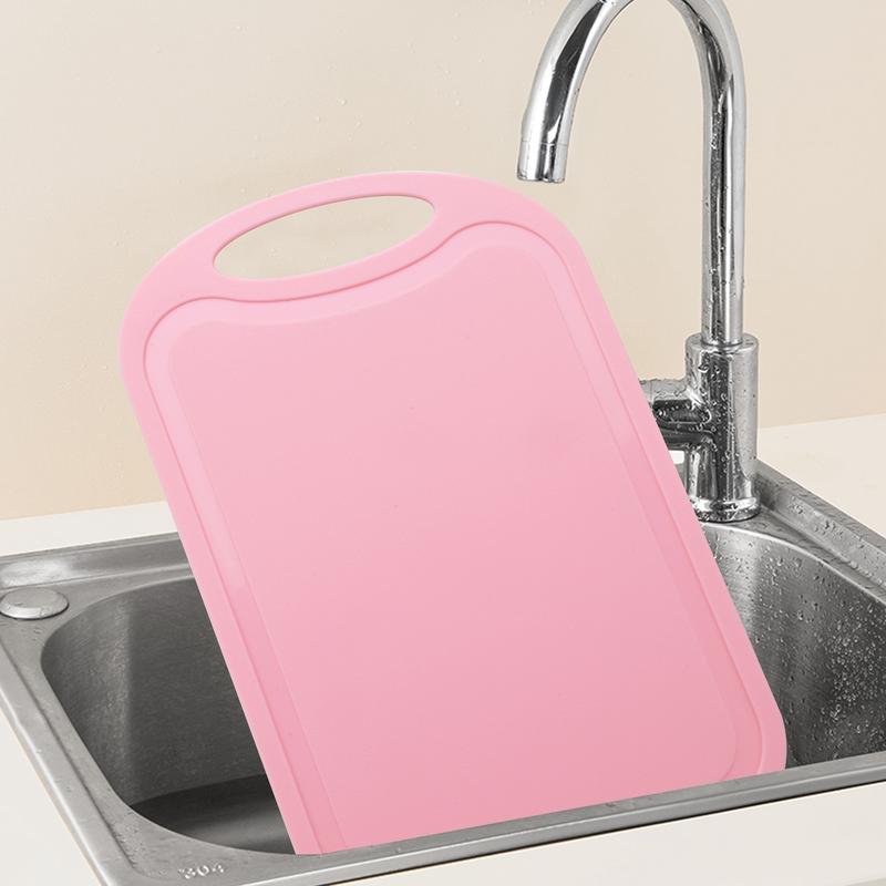 Plastic Chopping Block Meat Vegetable Cutting Board Non-Slip Anti Overflow With Hang Hole Chopping Board Pink