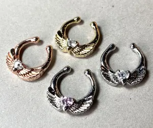 1pc Non-Piercing Angel Wings Septum Hanger Clip-On Fake Nose Ring Body Jewelry