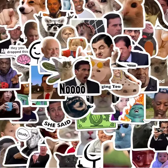 100-Pack Funny TV Reaction Meme Stickers – Cartoon Expression Decals