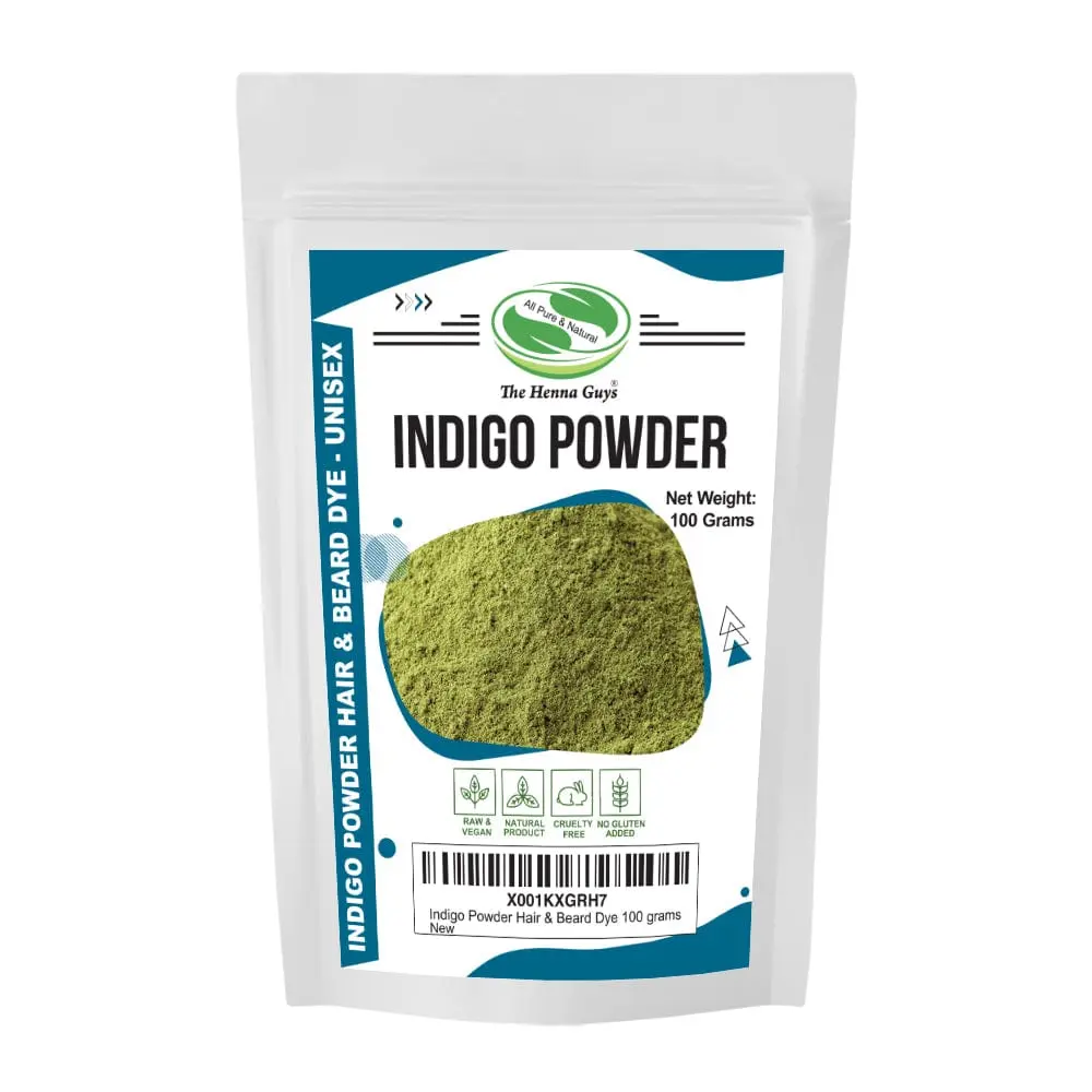 Indigo Powder For Hair - The Henna Guys | Natural Hair Color for Brown & Black Shades - 100 Grams