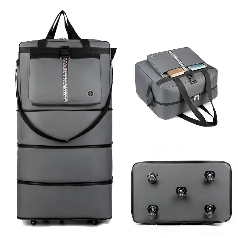 travel essentials  Large-capacity foldable waterproof  bag with wheels, easy to store and pack more items. portable storage folding  stylish multifunctional Spinner Expandable out doors  bag for  lightweight space wet Duffle luggage duffle bag garment fat