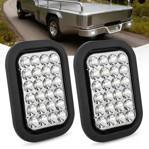 Nilight 5x3 Inch Rectangular Trailer Tail Light (2 PCS), 24 LED Brightness White Back Up Reverse Light with Flush Mount Grommets & Plugs, IP67 Waterproof, 12V Compatible for Truck, Trailer, RV