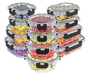 Premium Borosilicate Glass Food Storage Containers with lids Set | 24pc Sets with 12 Bowls & 12 Airtight Locking Lids for Lunch & Meal Prep, Safe for Oven, Freezer, Dishwasher, BPA-Free