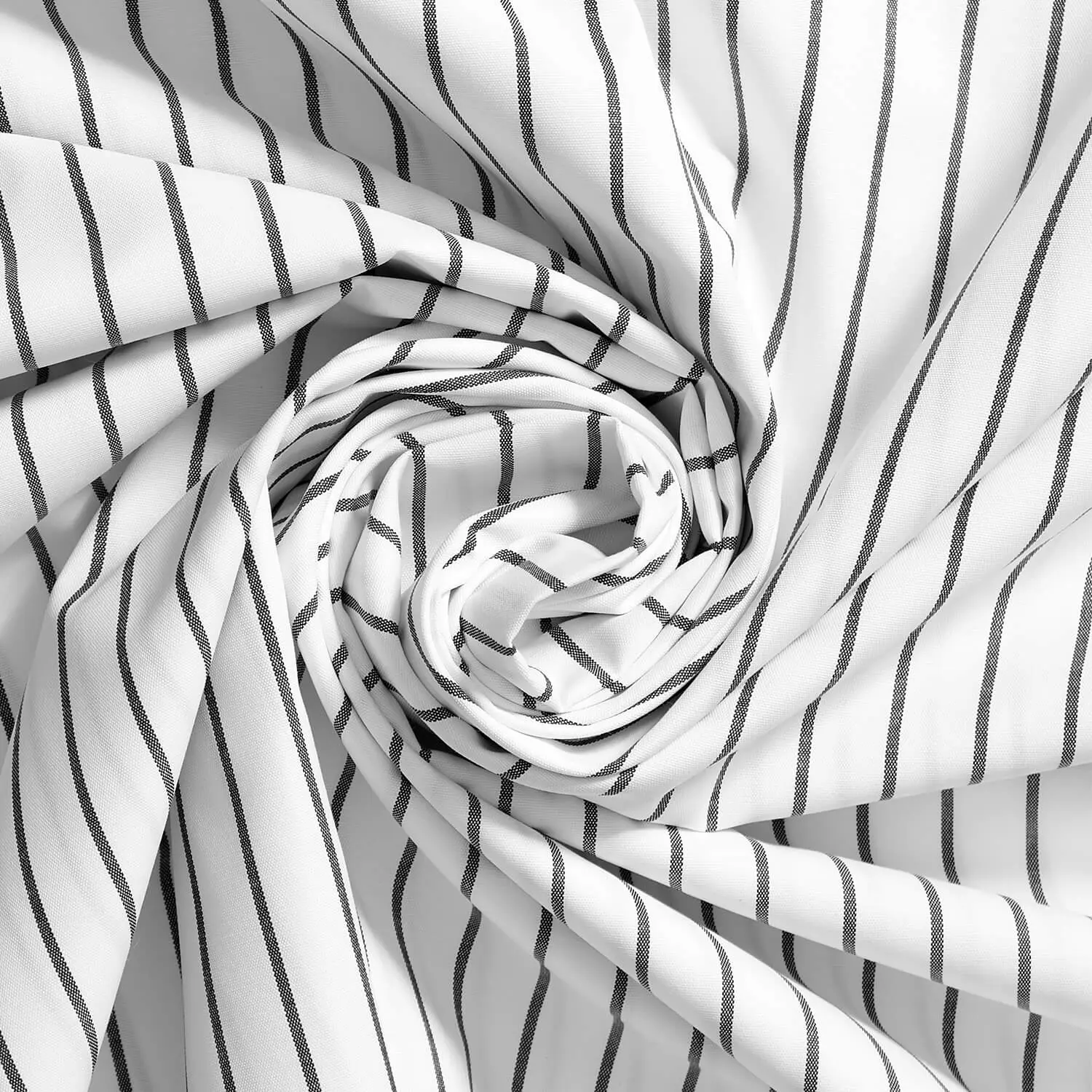 Poplin Pinstripe Shirting |Black-White Color—59", Sold by the Yard