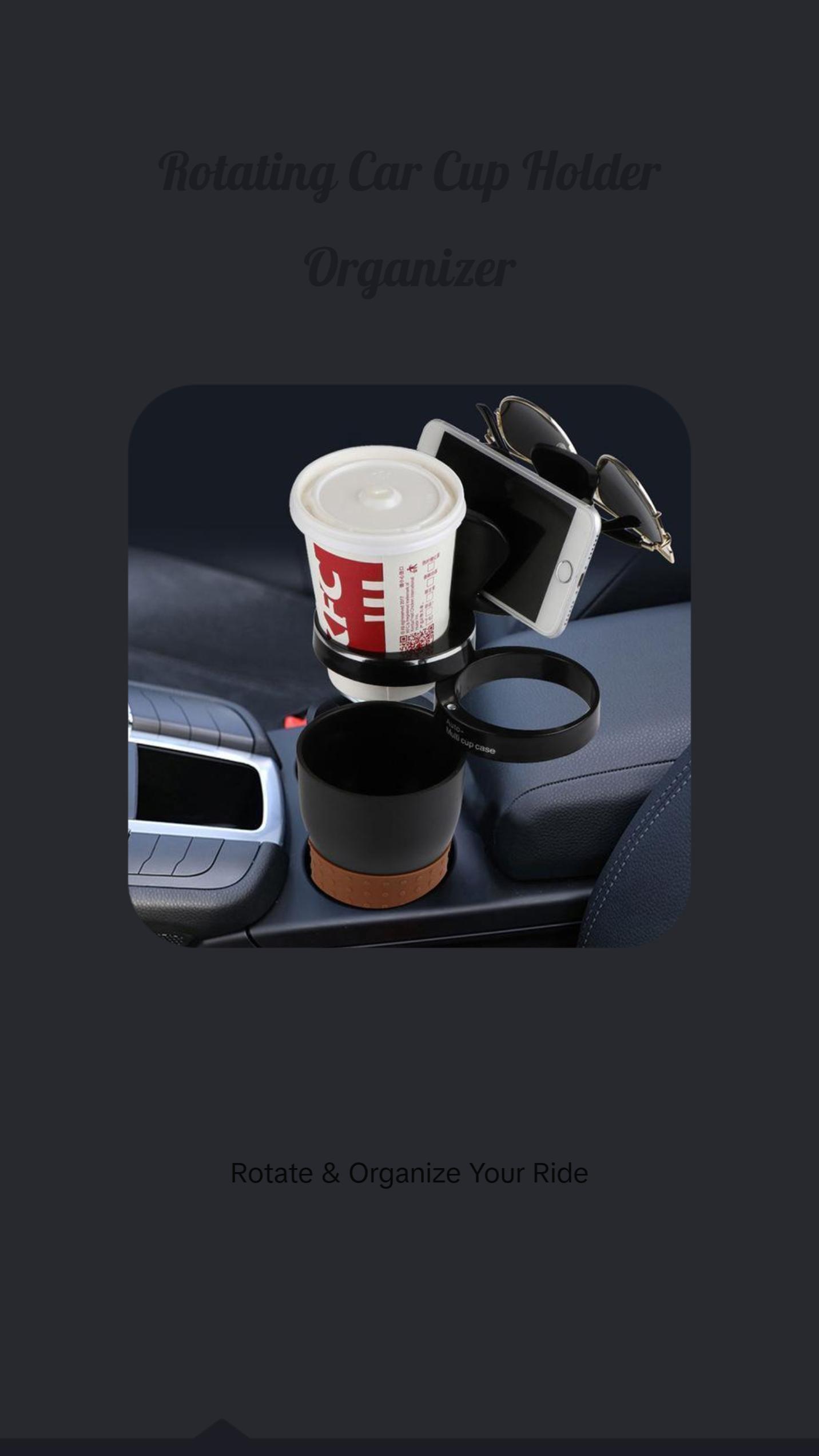 Car Cup Holder with Rotating Stand-Versatile Organiser