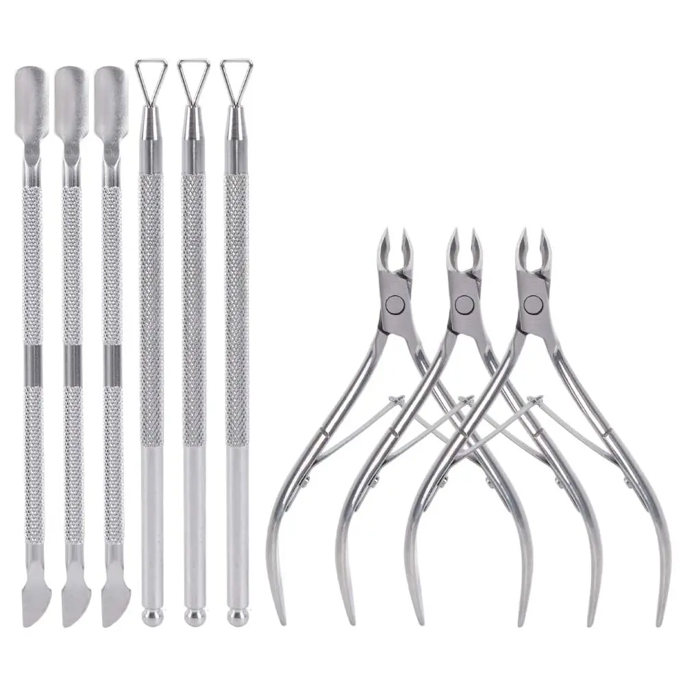 9 Packs Cuticle Trimmer with Pusher - Professional Stainless Steel Cuticle Nippers Cutter Clippers and Cuticle Remover Manicure Tools for Fingernails Toenails (silver)