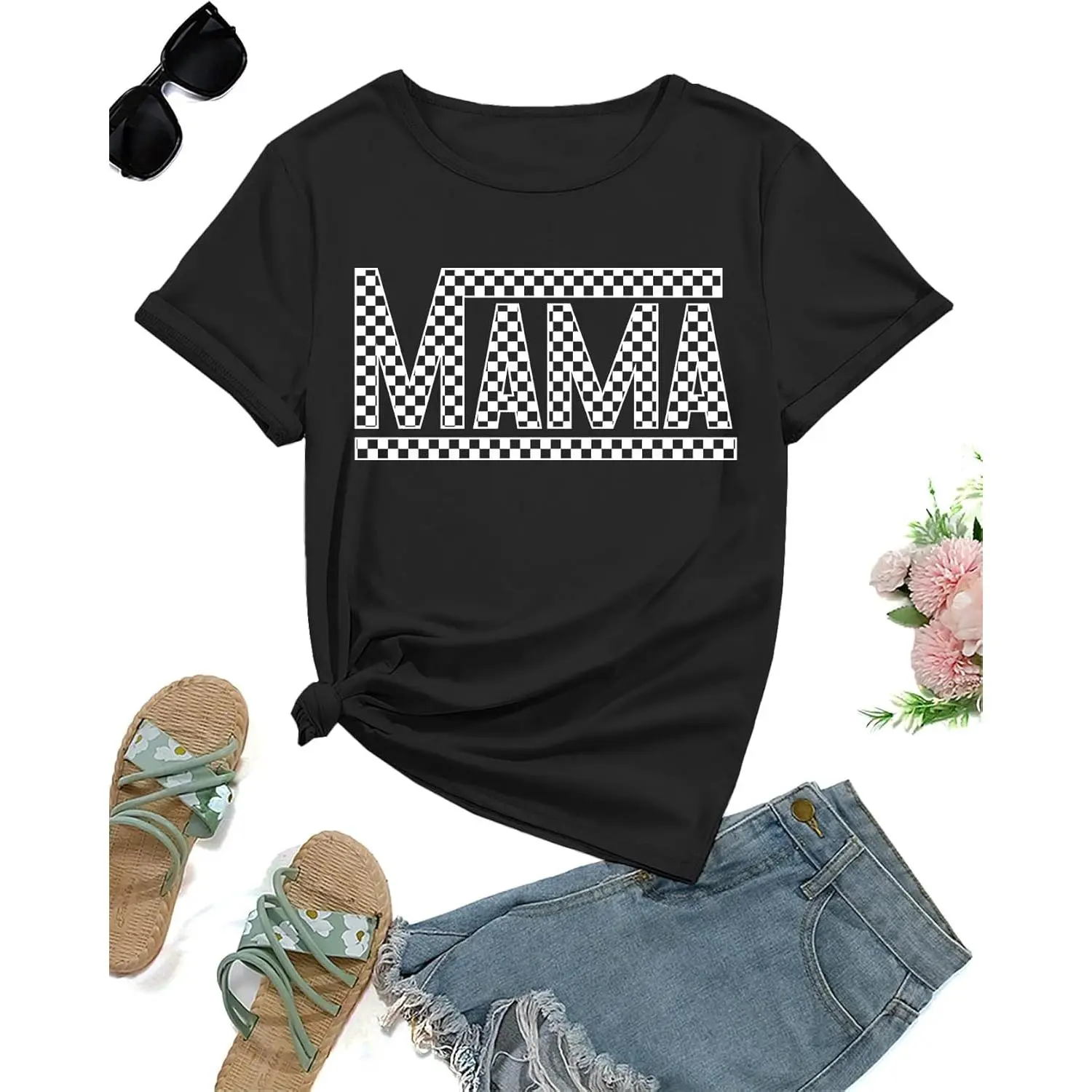 Cotton short sleeve T-shirt Mama shirt for cute mom Mother's Day graphic t shirts funny casual grandma tee tops