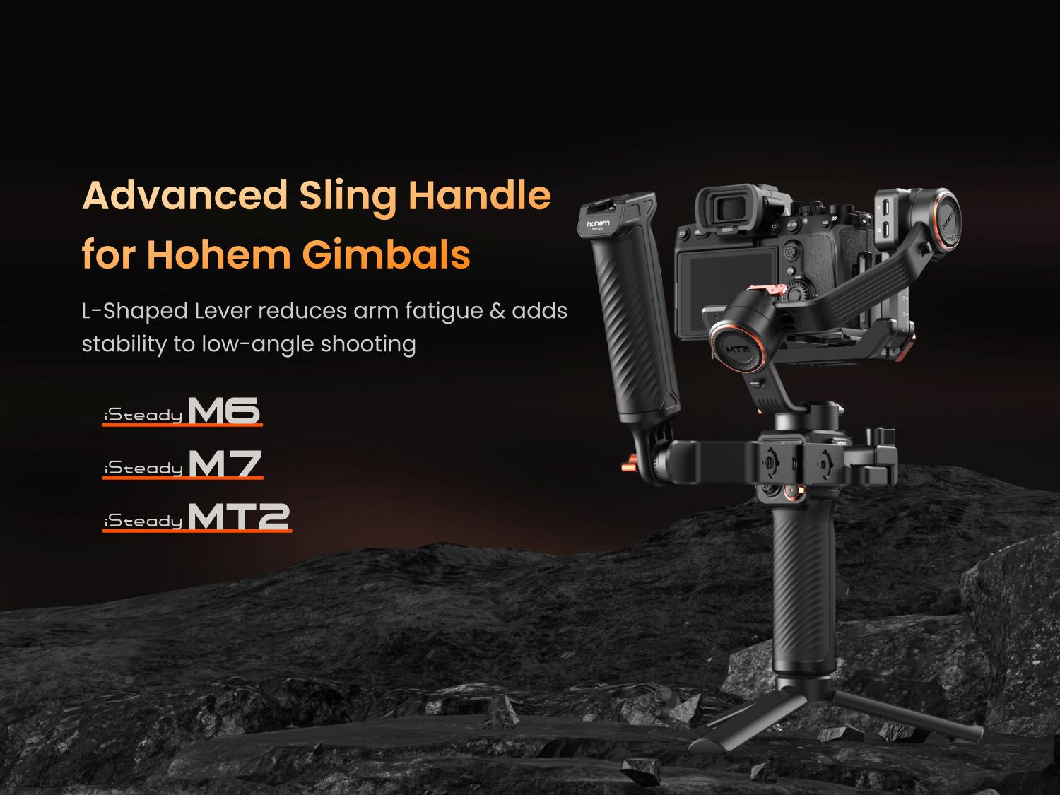 hohem Adjustable Sling Handgrip for hohem iSteady MT2, M6 Gimbal, Gimbal Sling Handle with Built-in Wrench, Multiple Threaded Holes, hohem Briefcase Handle for Low Angle Shooting Aluminum Handgrip for Camera Gimbal