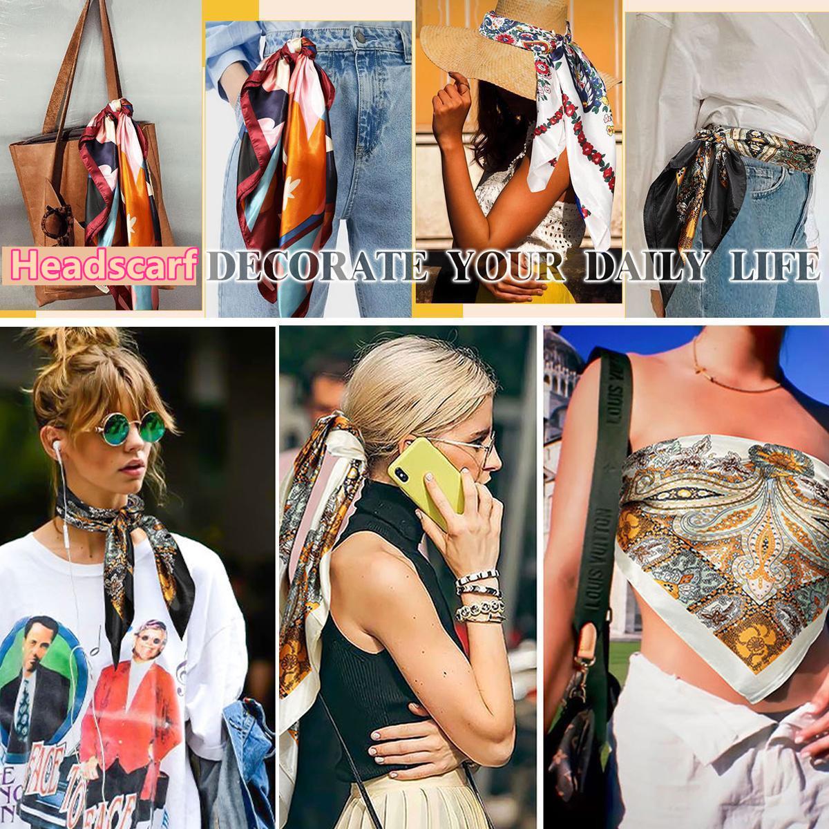 4PCS/Set 35'' Printed Square Head Scarf Neck Scarves for Women Silk Like Hair Kerchief Bandanas Neck Scarf Sleeping Head Wraps Hair Band Headscarf Female Hair Accessories 4PCS/Set 35'' Printed Square Head Scarf Neck Scarves for Women Silk Like Hair Kerchief Bandanas Neck Scarf Sleeping Head Wraps Hair Band Headscarf Female Hair Accessories