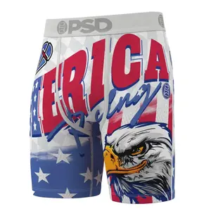 PSD Mens Merican MX Boxer Brief - Standard Length 7 Inch Inseam, Soft and Breathable Poly Blend Fabric