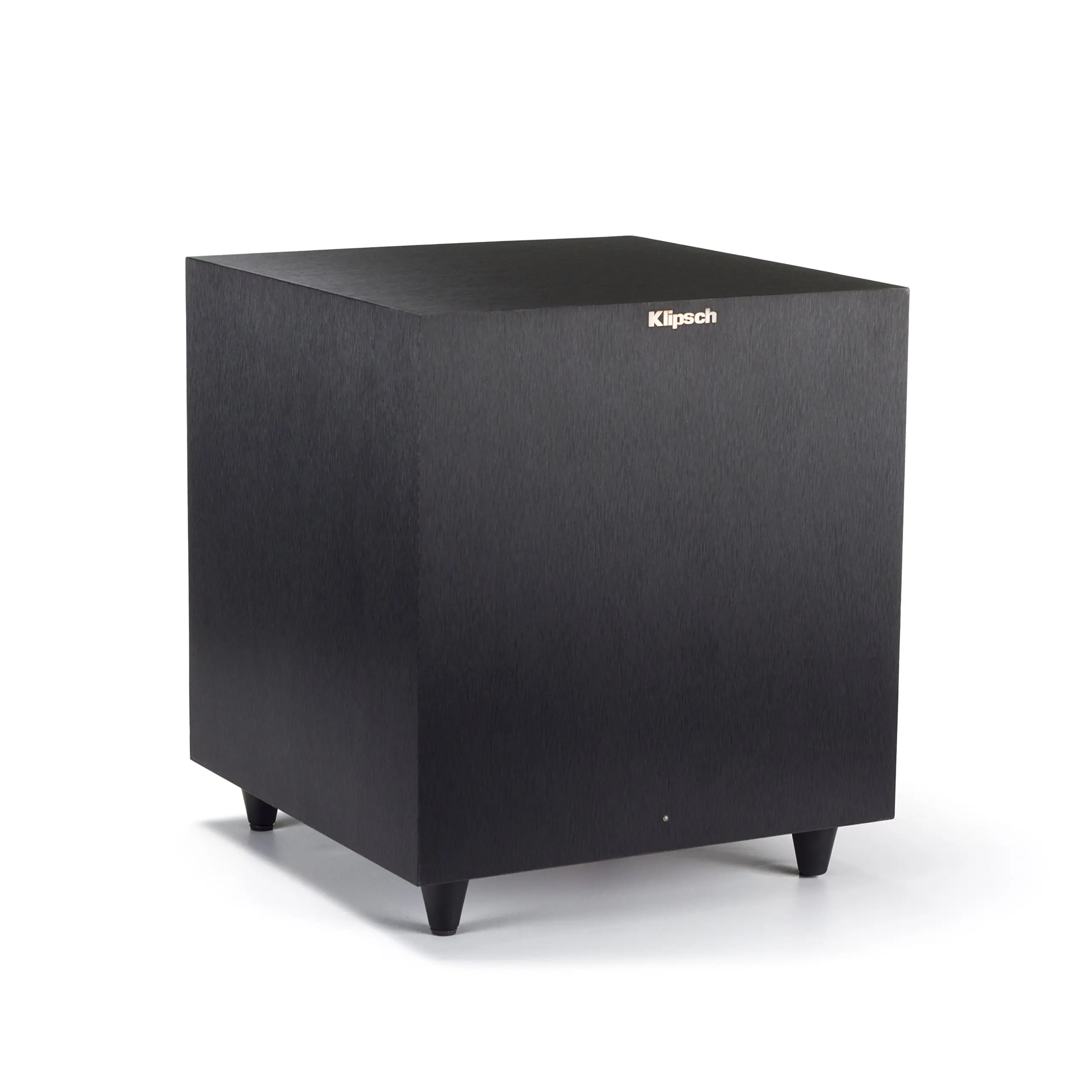Klipsch Reference R-8SW Compact Aesthetic Surround Subwoofer - 8-in Driver, 150 W Peak Power, Brushed Black Vinyl Finish, Compact Box, Corner Placement, Crossover Adjust, LFE Signal, Audio Bass Speaker for Home Cinema, Music Setup, Low Pass Crossover