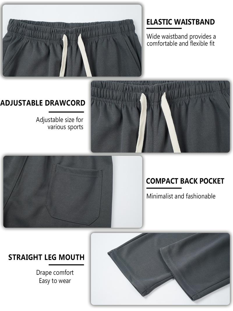 Men's Regular Fit Drawstring Casual Pants - Soft and slightly stretchy fabric, comfortable and breathable, drawstring waist adjustment, solid color, perfect for outdoor sports and fitness activities in spring and summer