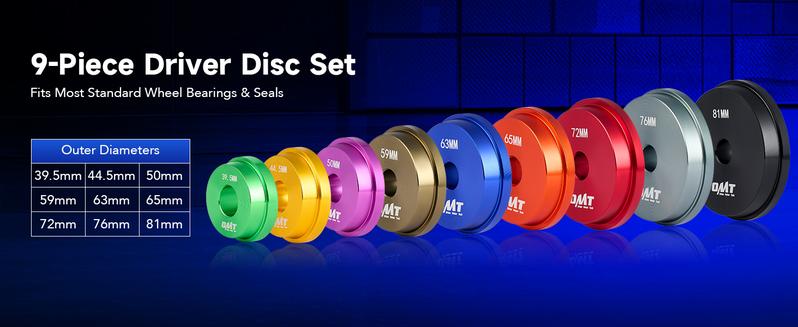 Orion Motor Tech Bearing Press Kit, 10pc Bearing Race and Seal Driver Set with Seal Driver and 9 Bearing Adapters, Seal Installer Bearing Driver Kit for Bearing Installation, 39.5-81mm Racing Parts,Car Repair Tool Kit