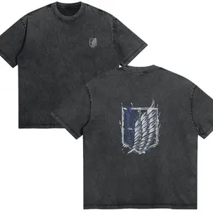 Scout Regiment Stone Wash T-Shirt  Attack on Titan Tee, Anime Cotton Crewneck for Men Women Unisex Fashion Gildan, Cotton Casual Movie Tee,  4