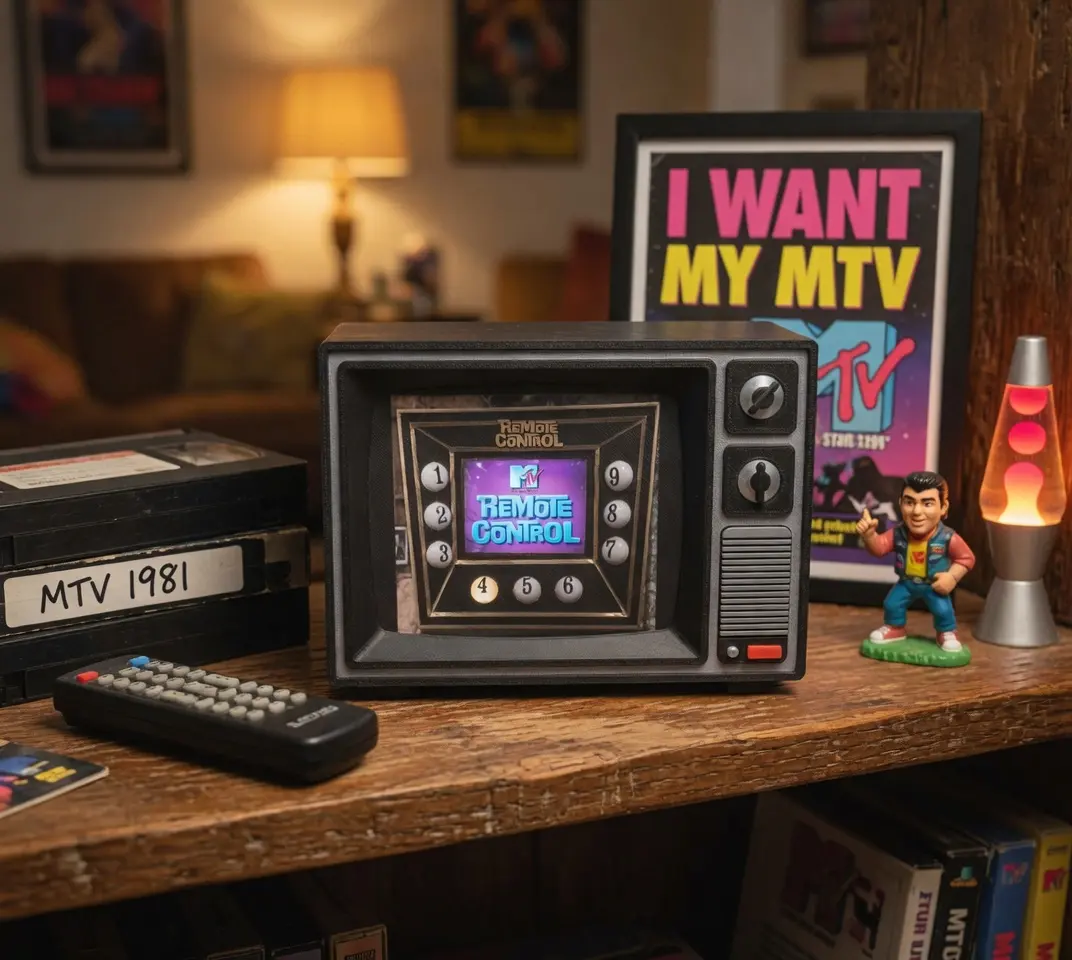 Vintage Retro MTV Remote Control Decorative Plaque Sign - 80s TV Show Nostalgia, Music Video Themed Home Ornaments, Novelty Desk Decor for Fans & Collectors, Signs, Aesthetic Room Decoration