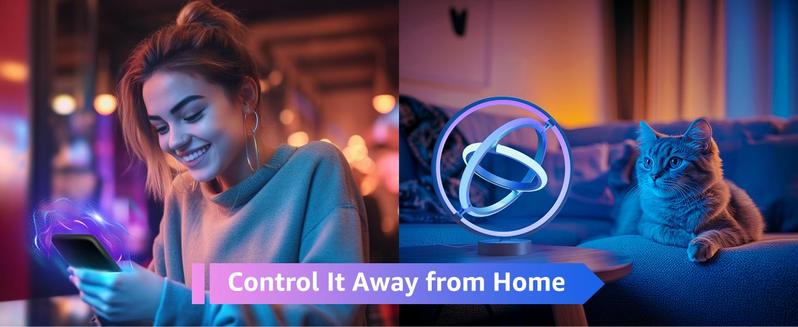 Lepro TB1 AI Smart Table Lamp, RGB+IC Addressable Color Changing Desk Light Alexa Google Enable, Music Sync Unique Cool LED Light for Game Bedroom Room Decor Ambient Lighting, 16M Colors, Dimmable Night Light 1%-100%, APP Control No Remote, 2.4 GHz-A