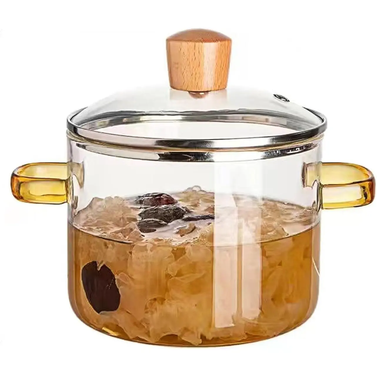 Small saucepan 1.5L/50oz/6cups Glass Cooking Pot Glass Simmer Pot Quick Food Heating Saves Energy Heat Resistant 0 to 400 ℉ Oven Gas Electric Stove Safe for Pasta Soups Potpourri (Green Handle Glass Potpourri Pot)