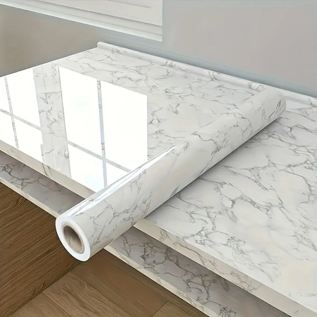 Marbled Paper - Waterproof Marble Wallpaper for Countertops - Self-Adhesive Countertop Marble Wallpaper - Suitable for Covering Bathrooms, Kitchens, Desks and Cabinets