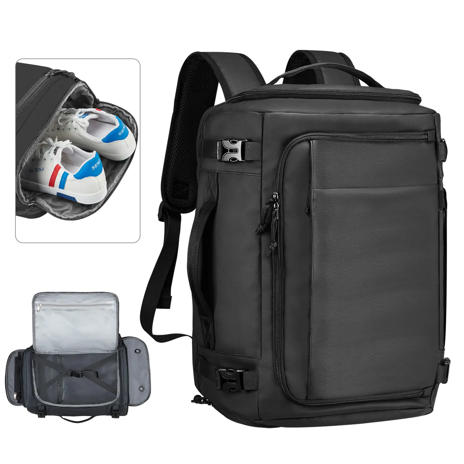 【Back To School 】Travel Backpack - 41L Airline Flight Approved Personal Item Travel Bag, 15.6" Laptop Compartment, Waterproof, Quick Access, 40oz Water Bottle Fit, Durable Compact, Secure, 8 External Pockets, Shoe Compartment, Breathabl, Casual Travel Bac
