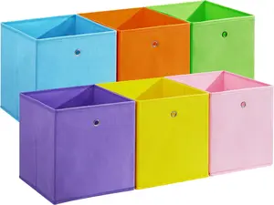 Set of 12 Collapsible Cube Storage Bins, 10.2" Fabric Storage Boxes with Handles, Foldable Organizer for Closet, Shelf, Kids Room, Living Room & Bedroom - Colorful Fabric Storage Bins