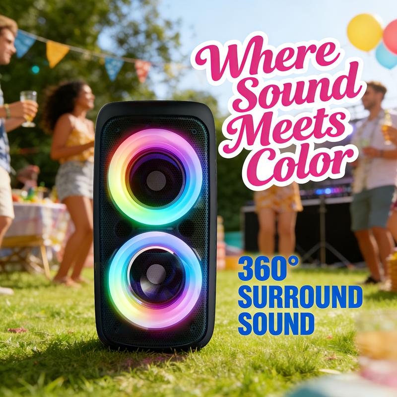Portable Outdoor Wireless Bluetooth Speaker Compact Sound Amplification with Bass Boost Subwoofer Capacity: Type-C Charging Port Supports TF Card, FM, USB Disco KTV Ideal for Family Gatherings, Indoor Music & Dance Holiday Gift Audio Smartphone Smartphone