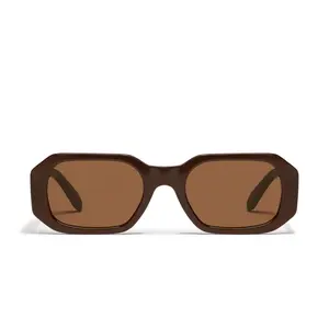 QUAY - Sunglasses for Men & Women, Square Lenses with UV Protection (Hyped Up, Champagne Brown)