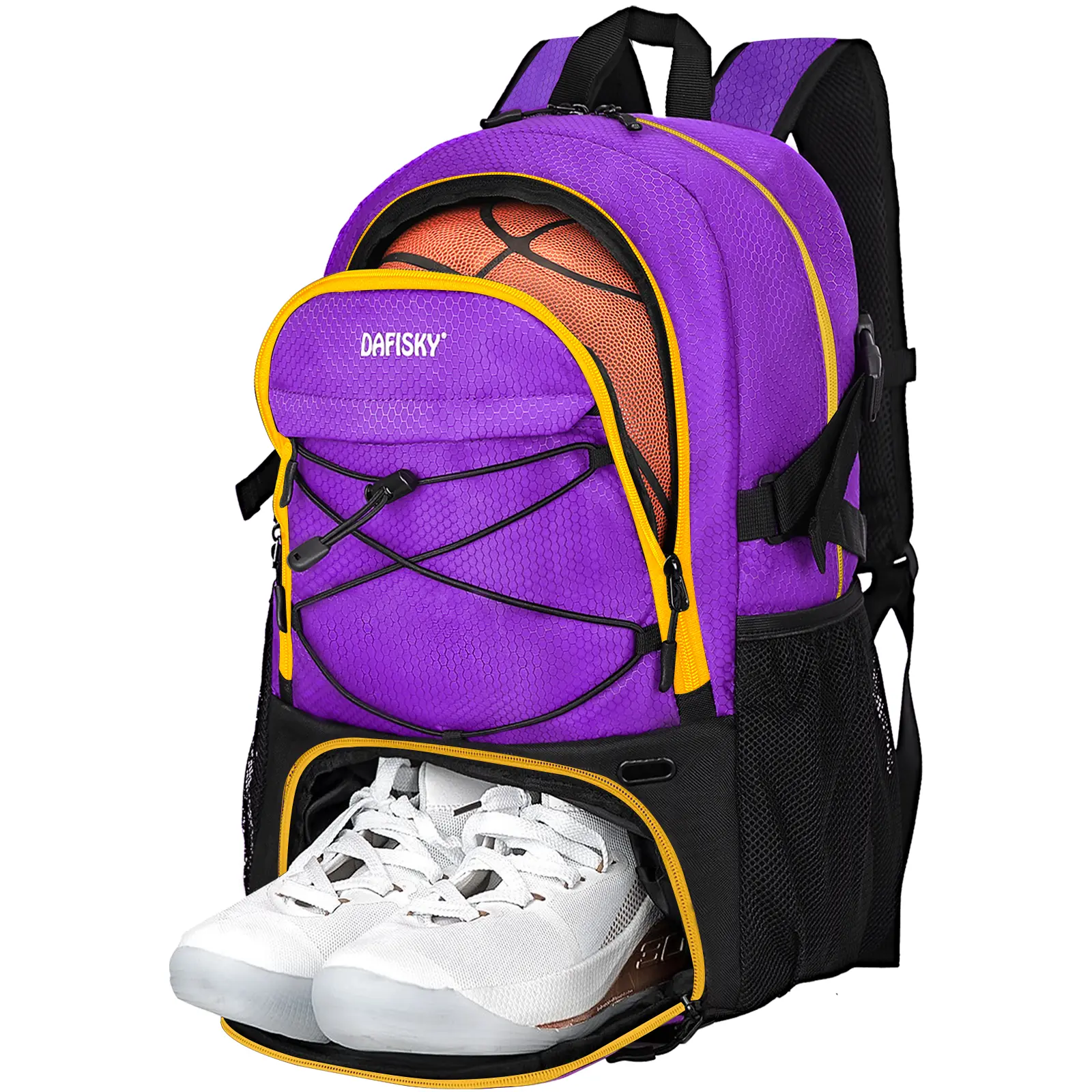 DAFISKY Basketball Backpack Sports Bag | Basketball Bag with Shoe Compartment and Ball Holder, 30L Large gym bag for boys girls