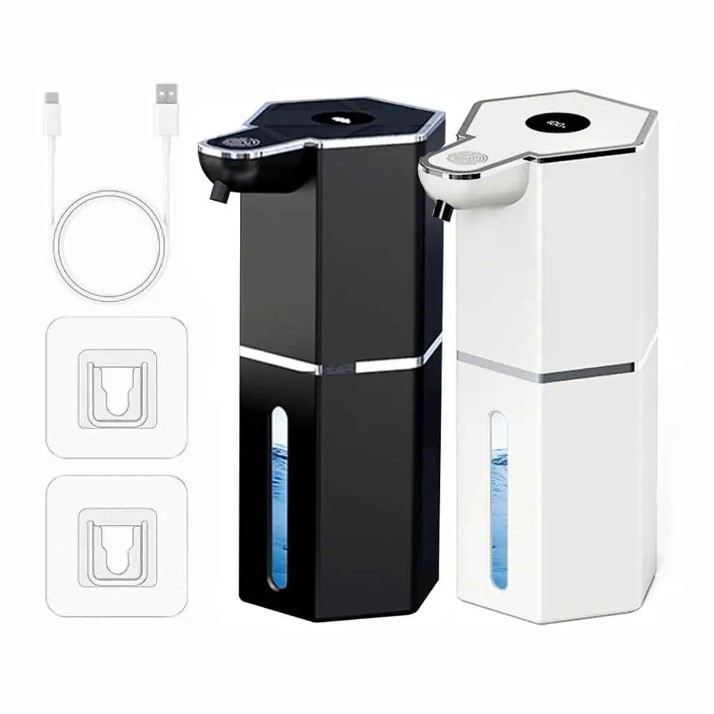 Touchless Smart Soap Dispenser, Automatic Foam/Liquid Soap Dispenser with Adjustable Settings, USB Rechargeable Battery, IPX5 Waterproof for Bathroom and Kitchen, Leak-Proof Dish Soap Dispenser, White/black — Perfect Gift for Home