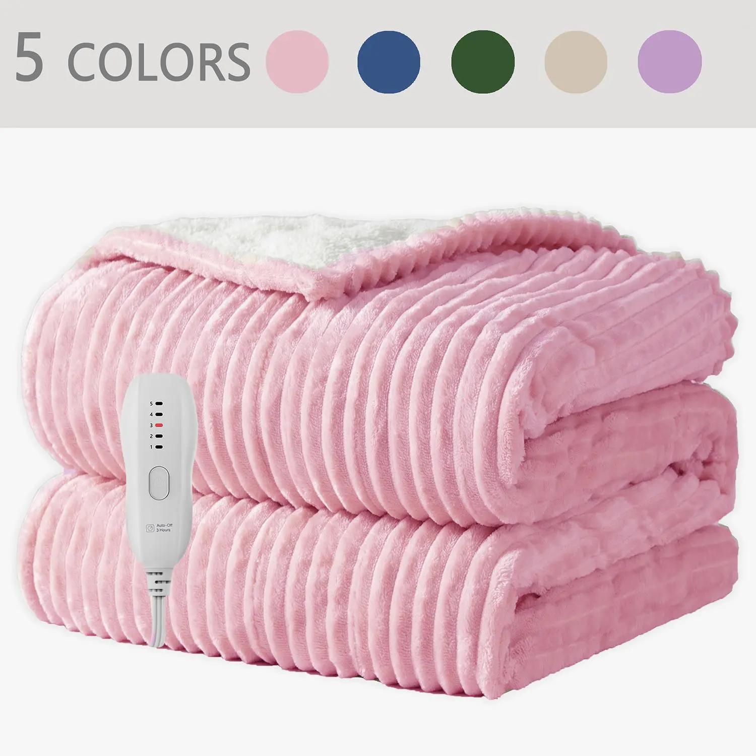 Electric Heated Blanket, 5 Heat Levels Electric Blanket with 3H Automatic Shut-Off, Multifunctional Blanket, SHeating Blanket, oft Comfortable Warming Shawl for Home Office Travel, Portable Blanket