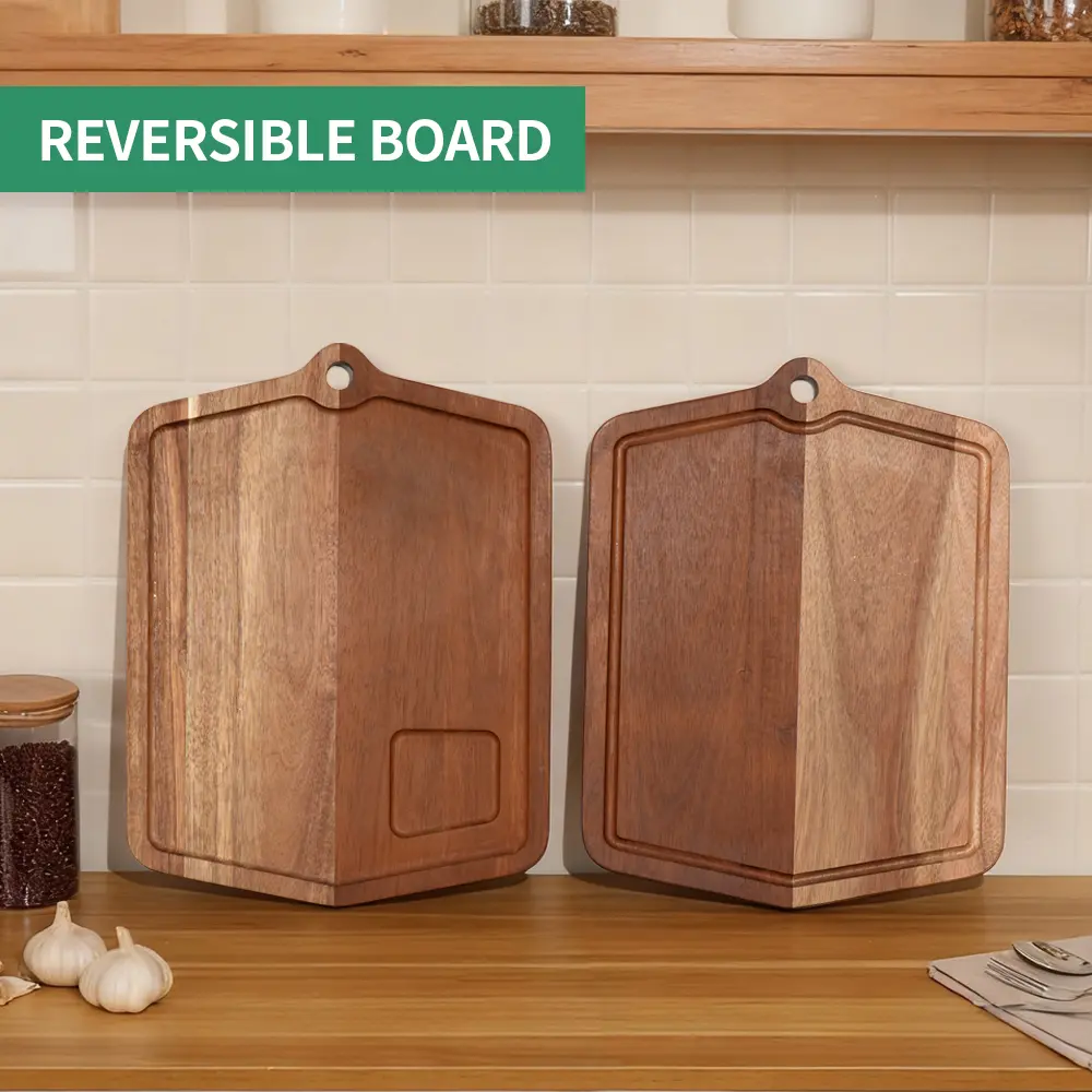 Acacia Wood Cutting Board with Hanging Hole – Large Rectangular Kitchen Chopping Board, Durable Solid Wood Serving Tray & Butcher Block for Meat and Veggies Handle Chopping Board organic cutting  board