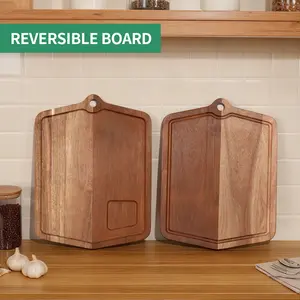 Acacia Wood Cutting Board with Hanging Hole – Large Rectangular Kitchen Chopping Board, Durable Solid Wood Serving Tray & Butcher Block for Meat and Veggies Handle Chopping Board organic cutting  board