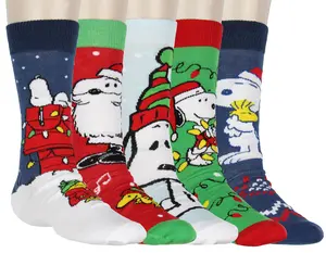Peanuts Snoopy Men's Socks Holiday Inspired Designs 5-Pack Adult Mid-Calf Crew Socks Shoe Size 6-12