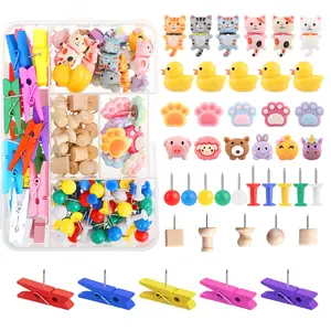 117 Pieces Push Pins Set Cute Thumb Tacks Decorative Push Pins for Wall Cork Board Bulletin Boards with Storage Box