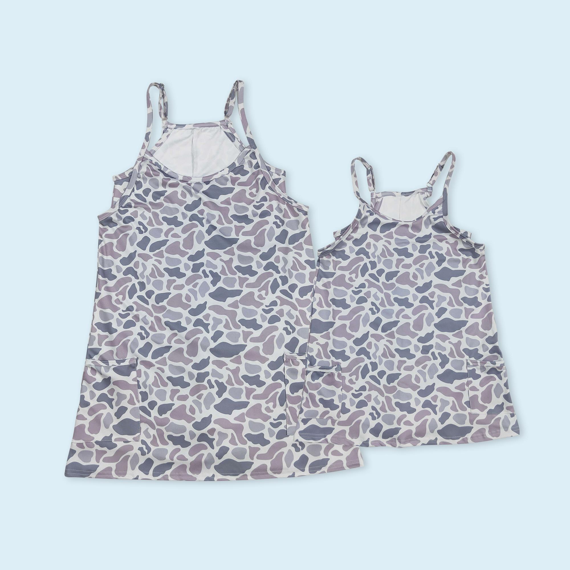 Adult women grey camouflage active wear athletic summer yoga dress Adult women grey camouflage active wear athletic summer yoga dress