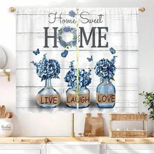 2 Panel Rusitc Farmhouse Cotton Kitchen Curtains Rod Pocket Country Retro Wood Vintage Small Short Cafe Curtain Inspirational Window Drapes  Bathroom Home Decor