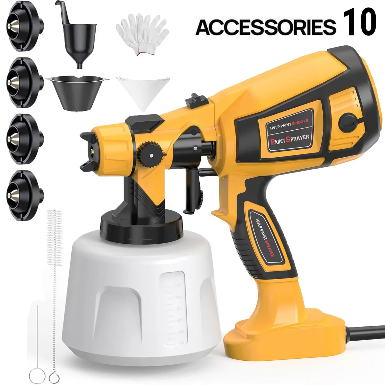 1000W HVLP Airless Paint Sprayer Kit - Handheld, 200W & Above Spray Gun, 4 Nozzles, Flexible Spraying, Adjustable Flow Rate, Detachable Container, Double-Layer Insulation, Effortless Cleaning (For Furniture, Walls)