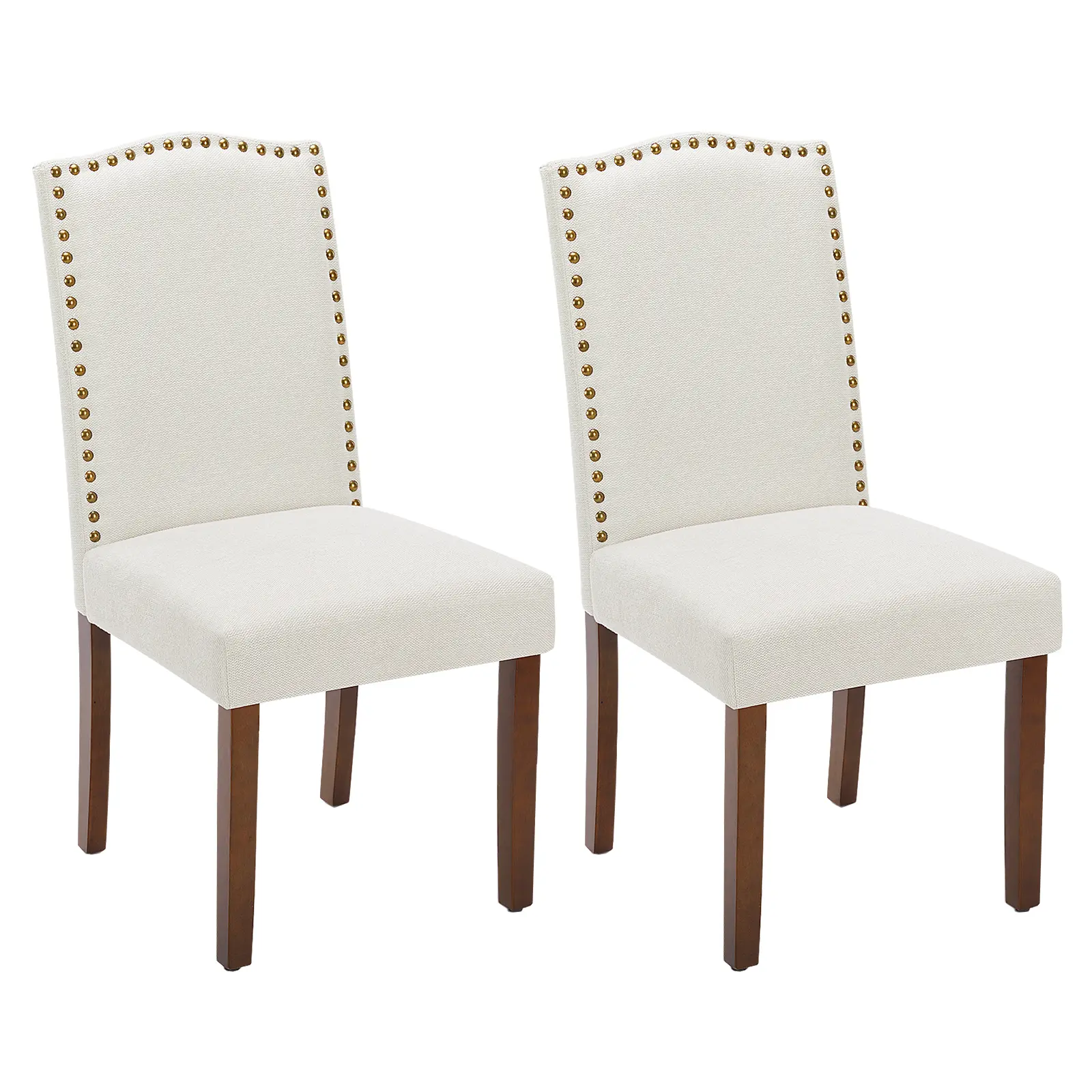 Dining Chairs, Vegan Leather Upholstered Kitchen Chairs, Wood Side Chairs with Ergonomic Curved Backrest and Rubberwood Legs, High Back Padded Seats for Dining Room