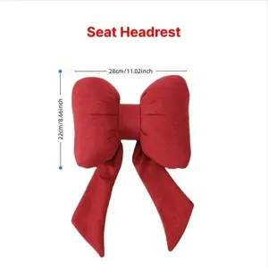 Car Neck Pillow, Car Lumbar Pillow, 1 Count Solid Color Bowknot Headrest & Lumbar Support, Car Interior Decoration, Cozy, Car Seat Attachment Gift Mom