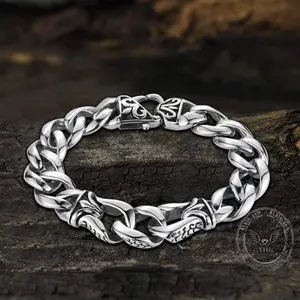 GTHIC Classic Viking Totem Bracelet Stainless Steel Norse Accessory Norse Viking Themed Meetup Styling