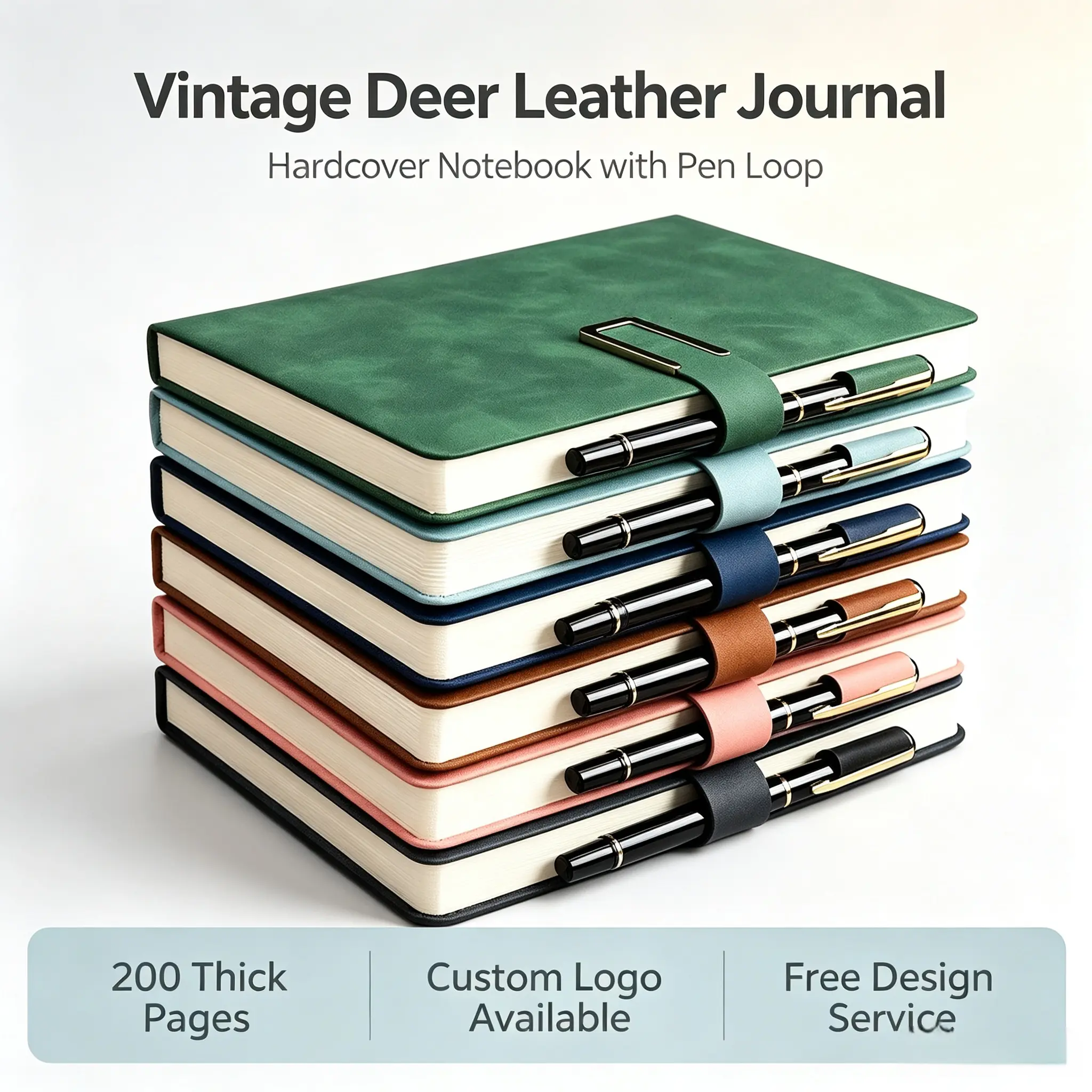 [Back to School Must-Have]A5 Premium PU Leather Hardcover Notebook with Buckle Closure, 200 Thick Pages Business Journal, Professional Writing Diary for School, Office, Meetings & Travel