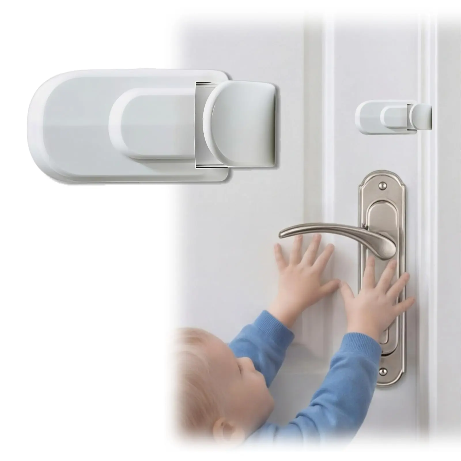 Child Proof Door Lock, Robust Snap-On Door Knob Security Safety Lock & Childproof Door Handle Child Lock, No Tools Required, Fits Knobs & Levers for Baby Toddler Home Safety