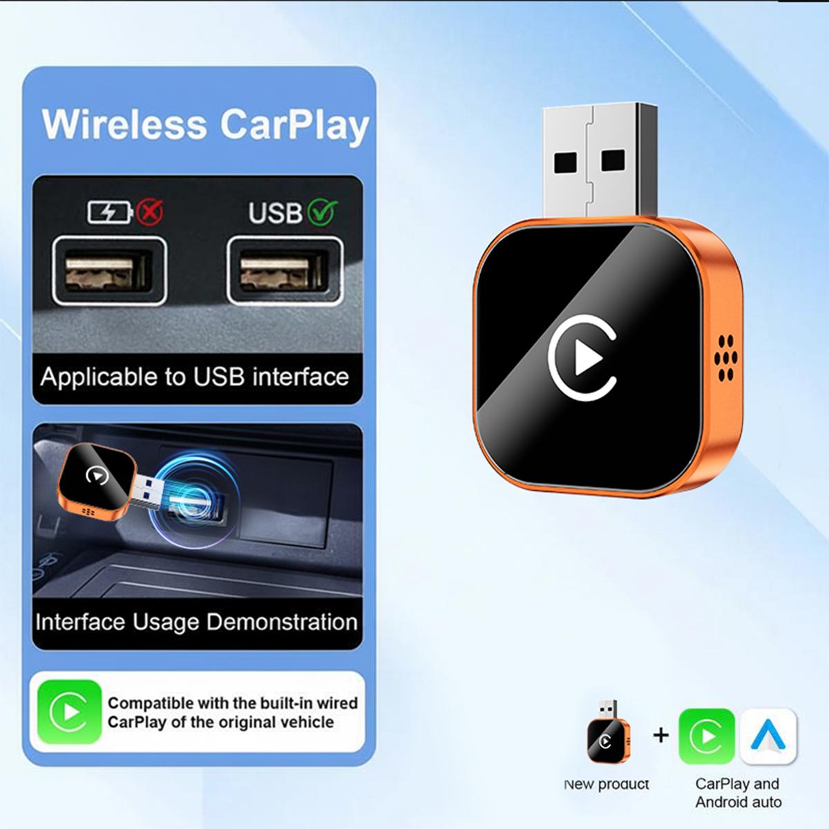 【YURNLV】New 2026 Wireless CarPlay Adapter for iPhone/Android, Instant Connection, Hands-Free Calling