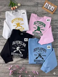 Custom Wizard House Embroidered Sweatshirt, Magical School Quidditch Crewneck, Lion House, Snake House, Eagle House, Badger House, Fan Gift