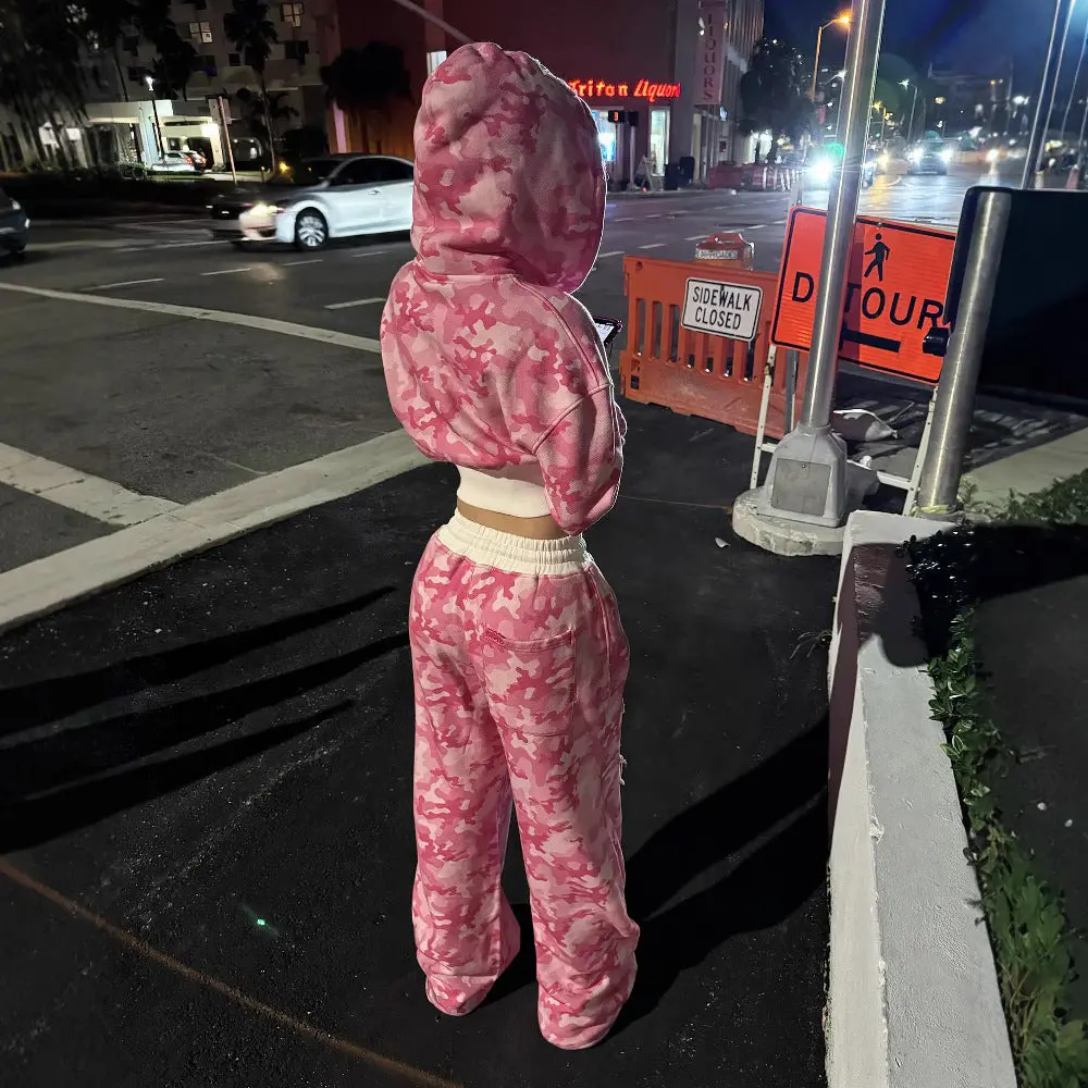 Y2g Hip Hop Short Cardigan Hoodie Sweatshirt And Sweatpants