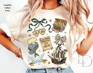 Coquette Bow Pirates Tee, O Ho Yo Ho A Pirate's Life for Me Tee, Pirates of the Caribbean, Gildan Shirt
