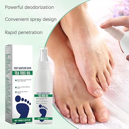 (3 bottles)Tea Tree Oil Foot Spray - Plantar Moisturizing Deodorant for Odor Control & Dry Feet Care, Natural Foot Sanitizer with Antifungal Properties,Ximonth Clear Foot Sanitizer Spray,for Foot & Shoe Freshness.
