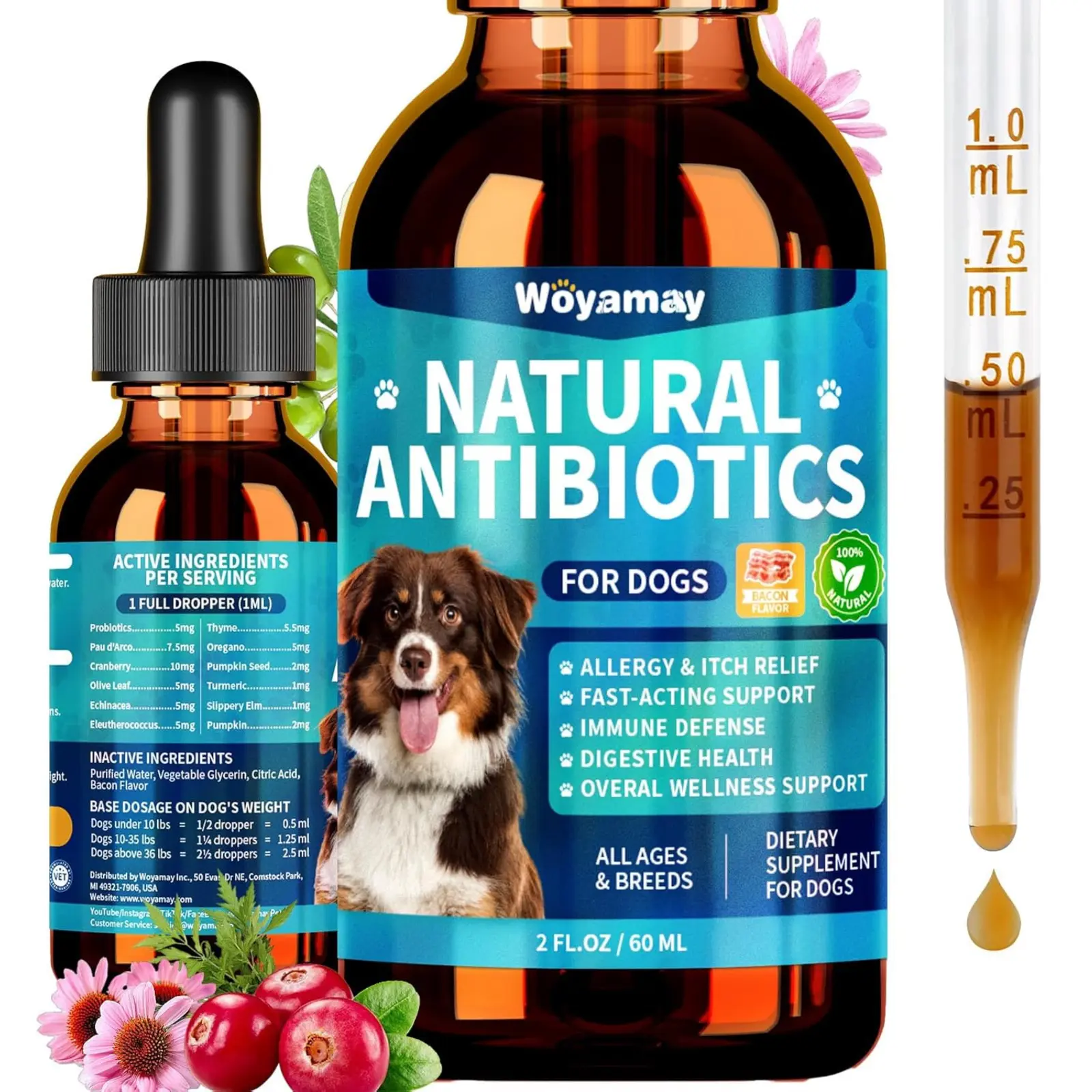 Herbal Drops for Dogs, Natural Formula for Dog Allergy Relief, Urinary Tract Health, Itch Relief & Digestion Support with Turmeric Vitamin E Prebiotic, Overall Health Supplement #DealsForYouDays #SummerWins