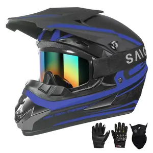 Spark Youth Kids Motocross Helmet - DOT Approved, Adult Off-Road ATV Dirt Bike BMX Full Face Helmet w/ Goggles, Gloves & Mask