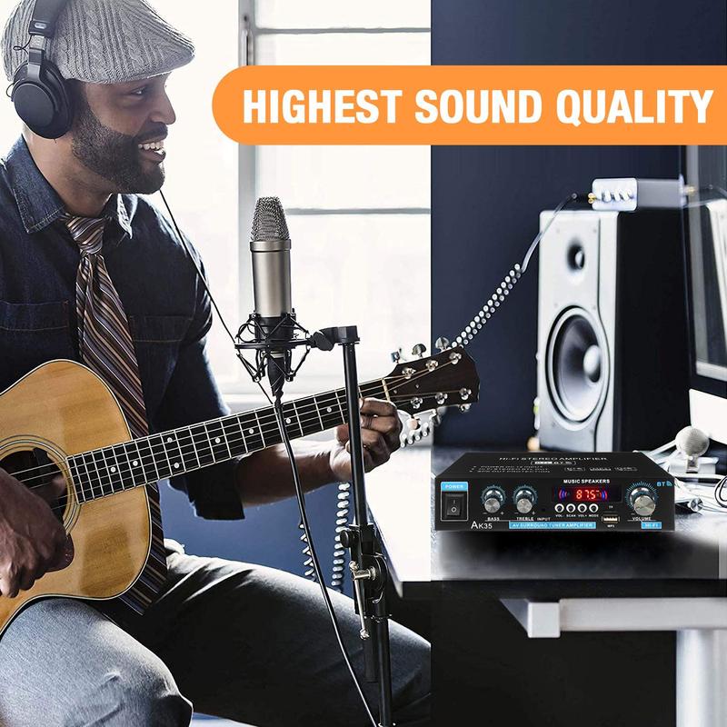 2*30W Digital HIFI Power Amplifier Bluetooth 5.0 USB FM TF Card Stereo Home Car Audio AMP with Remote Control US Plug